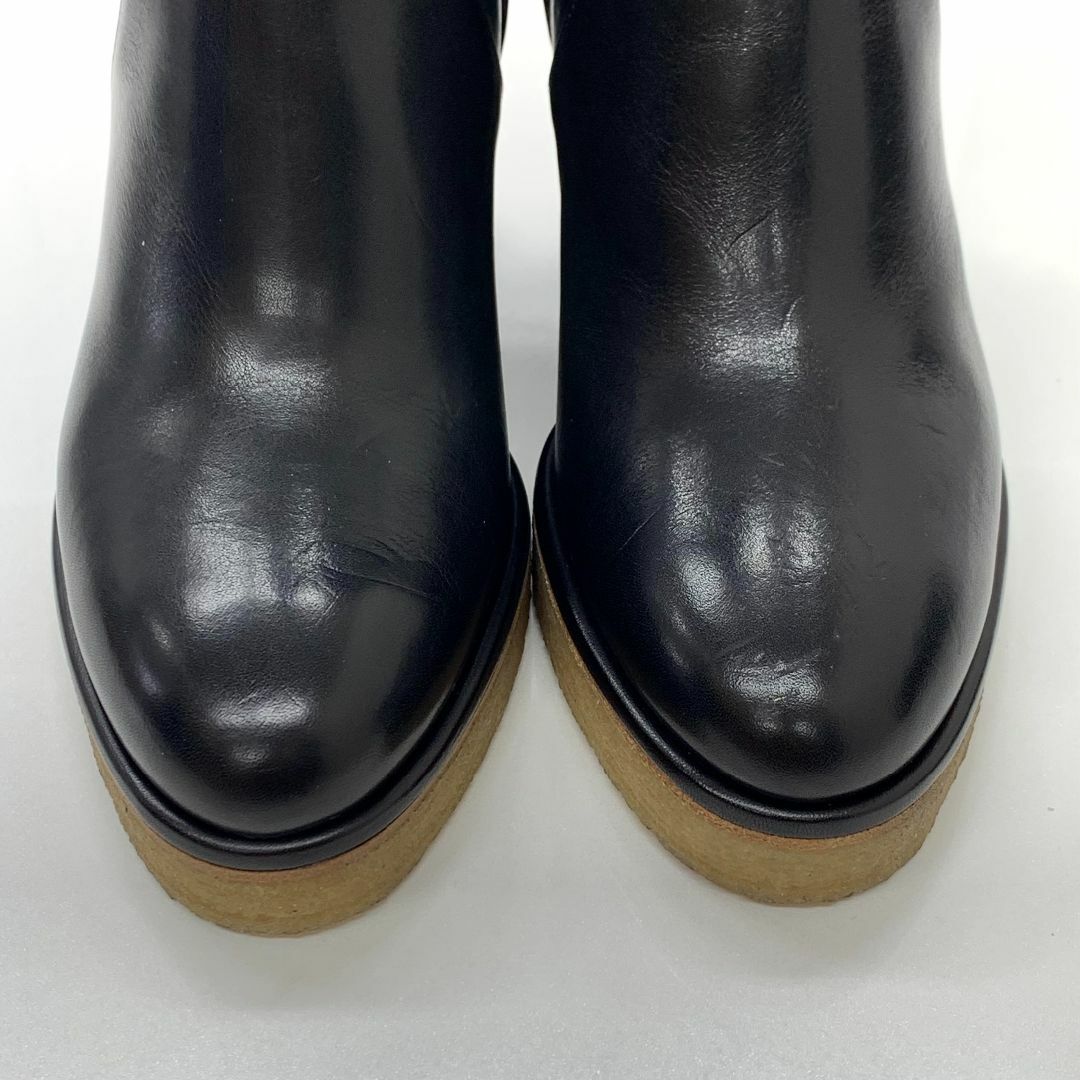 celine(セリーヌ)の6407 セリーヌ レザー トリオンフ ウェッジソール ショートブーツ ブラック レディースの靴/シューズ(ブーツ)の商品写真