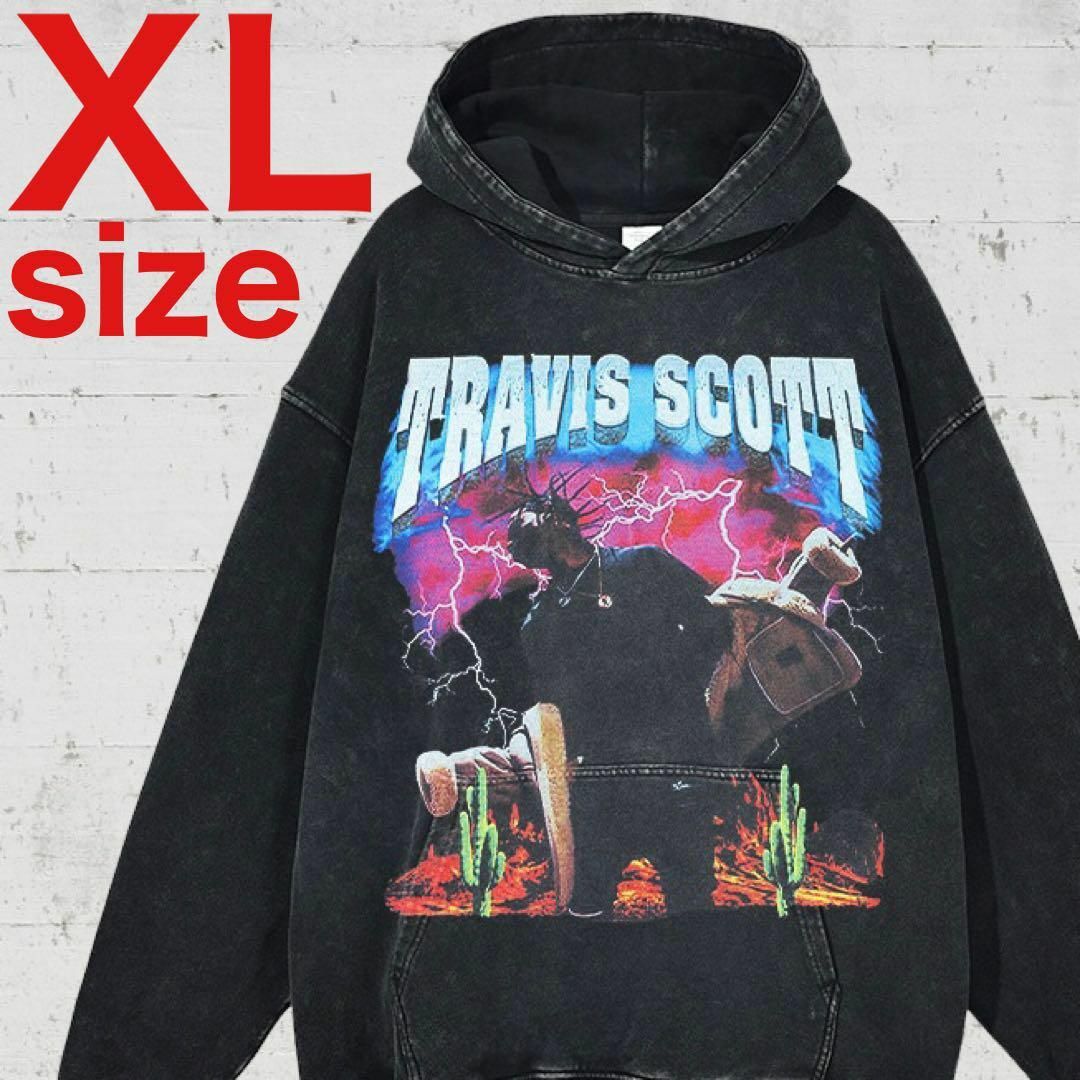 TRAVIS SCOTT　サボテン　ウォッシュ加工　パーカー　ブラック　XL