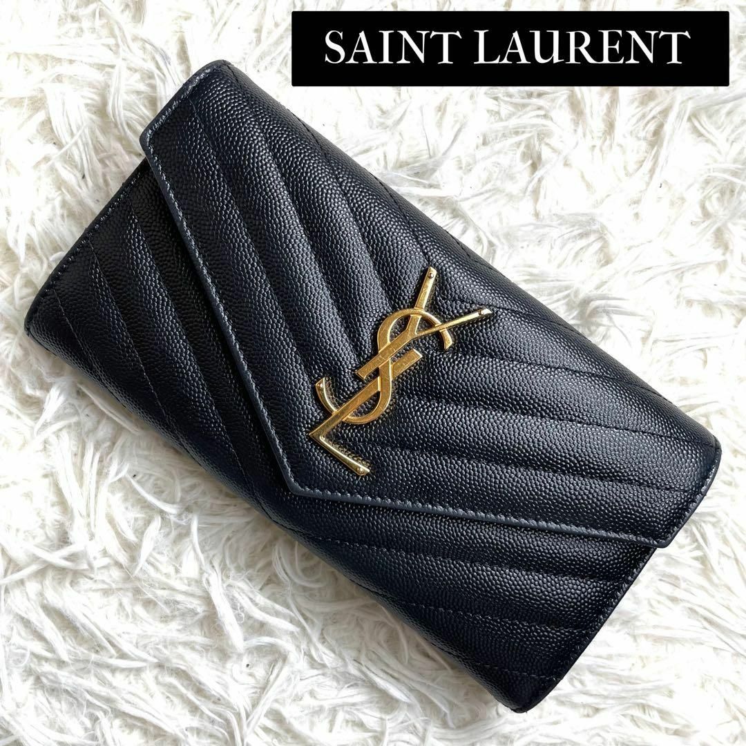 ⋟美品⋞ / YSL サンローラン カサンドラマテラッセラージフラップウォレット