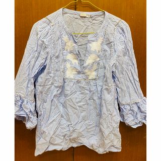 ギャップ(GAP)のGAP ギャップ　長袖　チュニック　トップス　ブラウス　青　ストライプ　M(シャツ/ブラウス(長袖/七分))