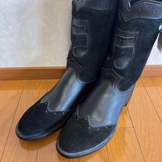 カミナンド ペコスブーツ ブーツ 黒 音符 ナノユニバース 美品 スウェード-