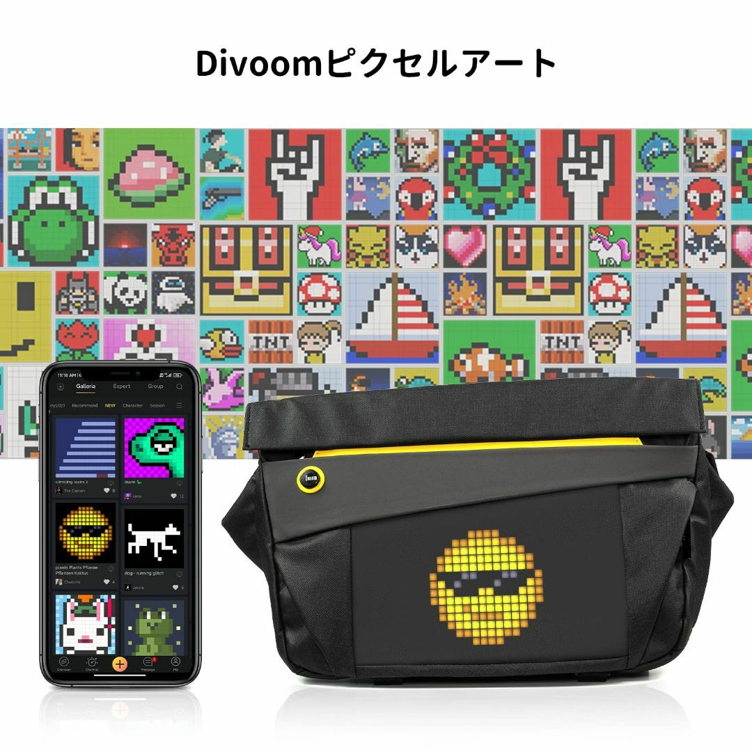 [Divoom] Pixoo Sling Bag-V ピクセルアートショルダーバ メンズのバッグ(その他)の商品写真