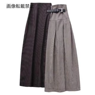 🤎10月新作🎻12579◆デザイン チェック柄 フレアスカート(ひざ丈スカート)