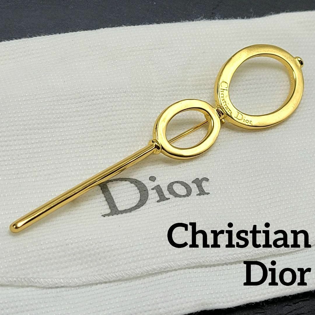 【美品】Christian Dior ブローチ ロング オーバルブローチ/コサージュ