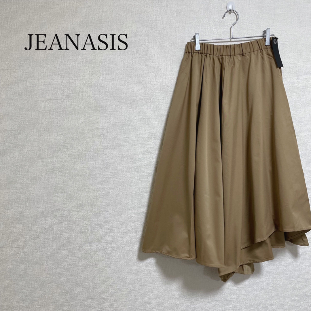 【新品タグ付】JEANASISムジハンカチーフアシメスカート　ベージュ　フリー | フリマアプリ ラクマ