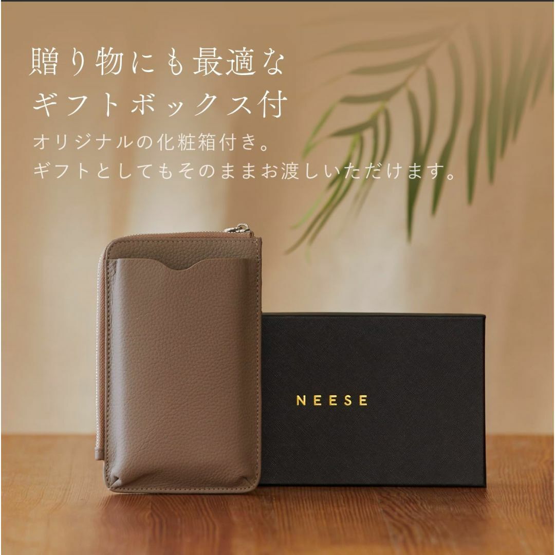 【色: モーブピンク】NEESE スマホポーチ 本革 スマホショルダー レディー