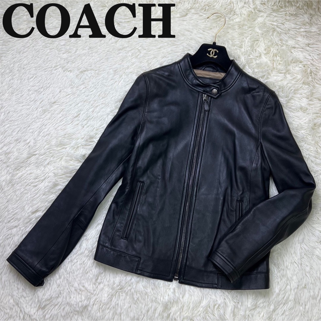 極美品 COACH コーチ ラムレザージャケット ライダース 本革-