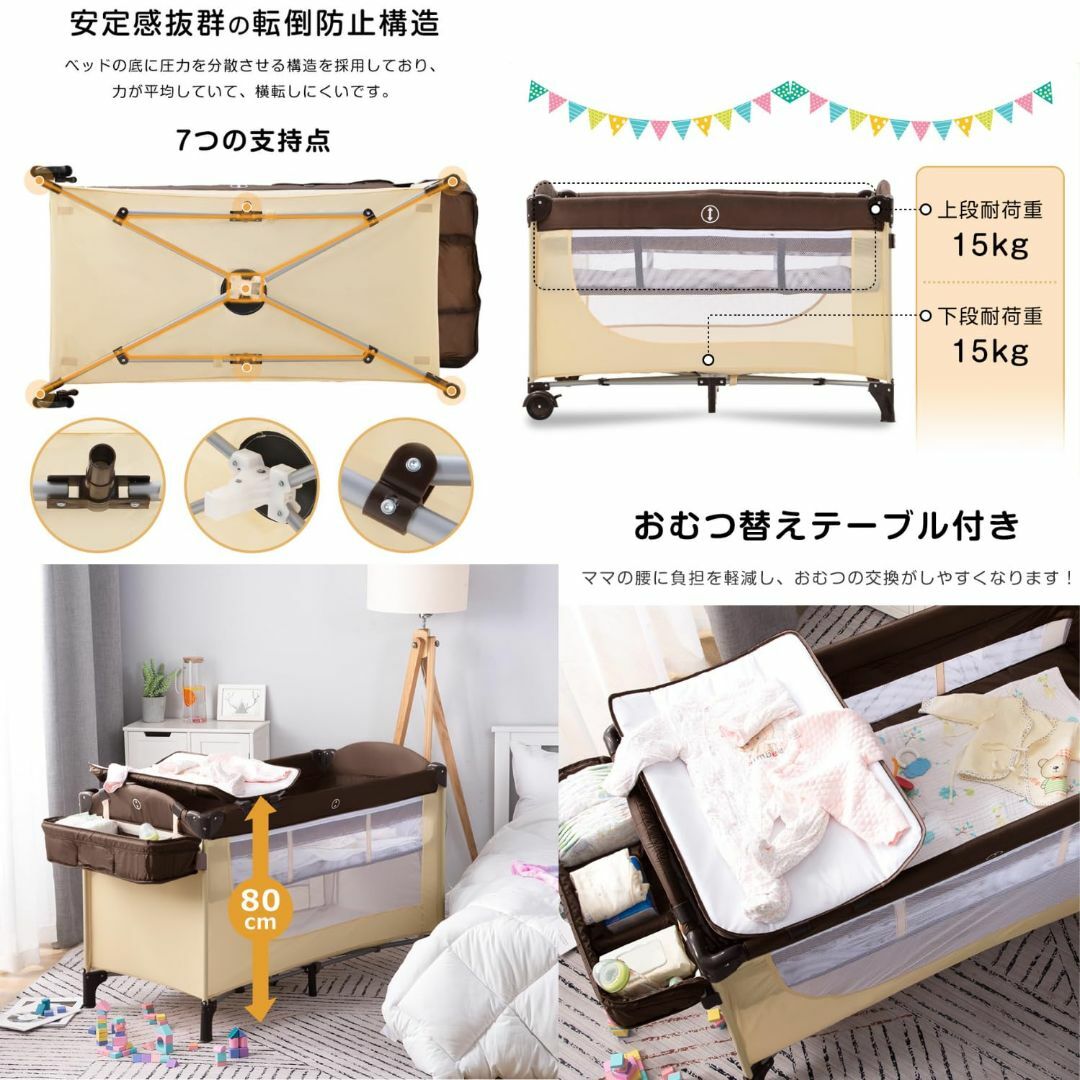 【色: ダークグレー】TopCloud ベビーベッド 折りたたみ ベビーサークル
