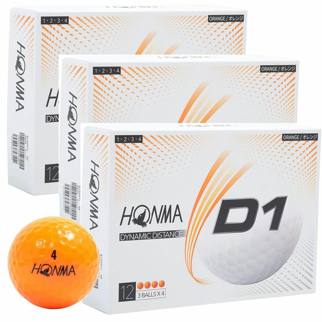 HONMA 本間ゴルフボール D1 2020モデル オレンジ 12球入り／ダース