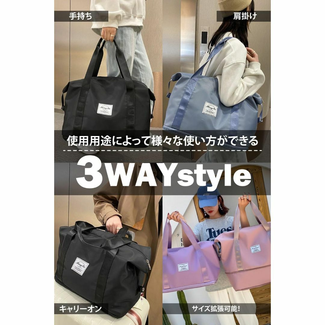 【色: パープル】hichago ボストンバッグ 旅行バッグ【お土産を買っても拡 【色: パープル】hichago ボストンバッグ 旅行バッグ【お土産を買っても拡