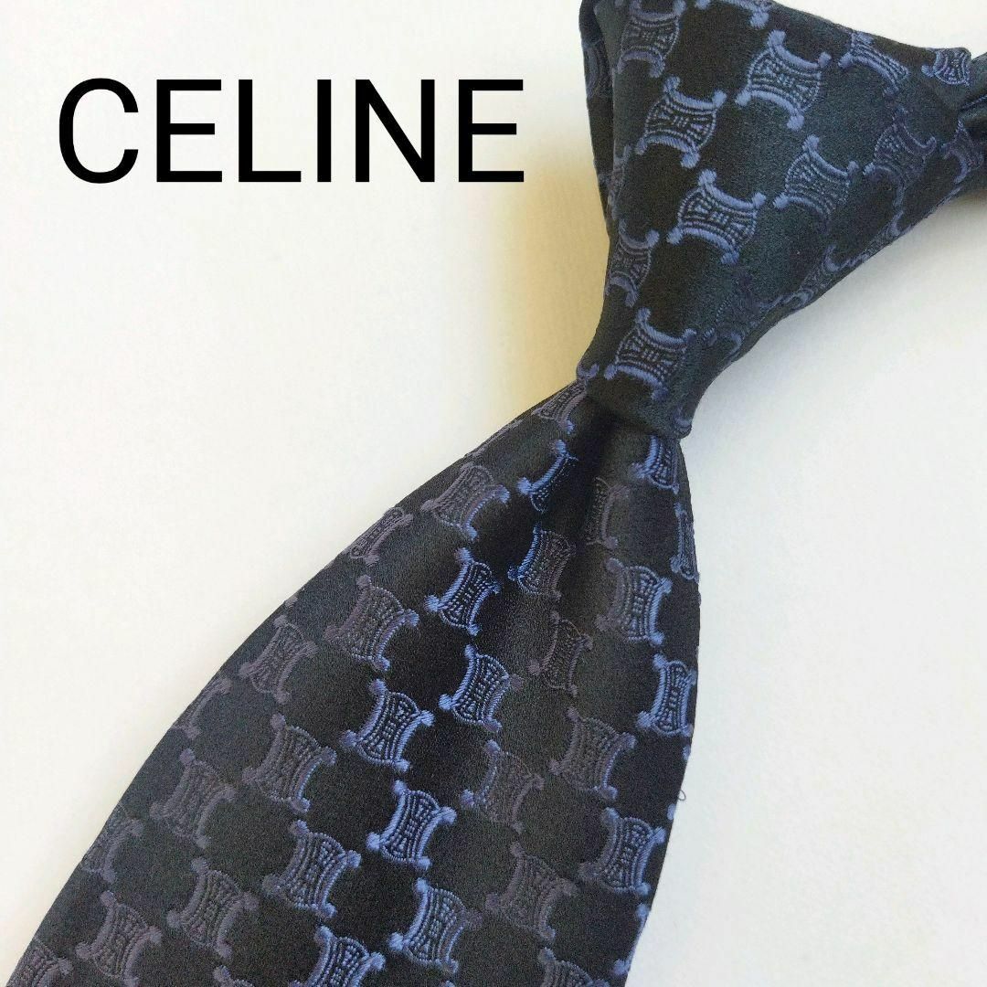 celine - 【美品】セリーヌ ネクタイ ブラック パープル マカダム柄 ...