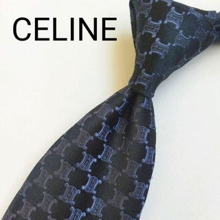 セリーヌ(celine)の【美品】セリーヌ ネクタイ ブラック パープル マカダム柄 高級【イタリア製】(ネクタイ)