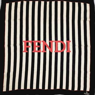 極美品 ☆FENDI☆ スカーフ 大判 ストライプ FFロゴ シルク ブラック-