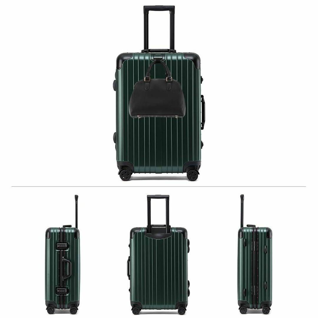 【色: 暗緑色＋黒】[Vilgazz] スーツケース キャリーケース アルミフレ