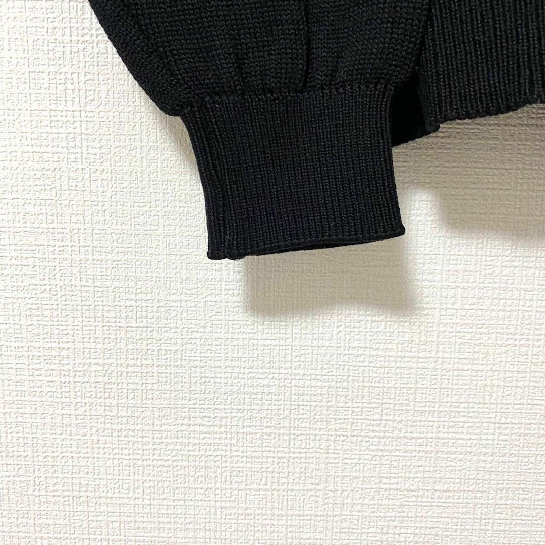 デザインニット セーター アニマル刺繍 ケーブル編み 太アーム ウール L