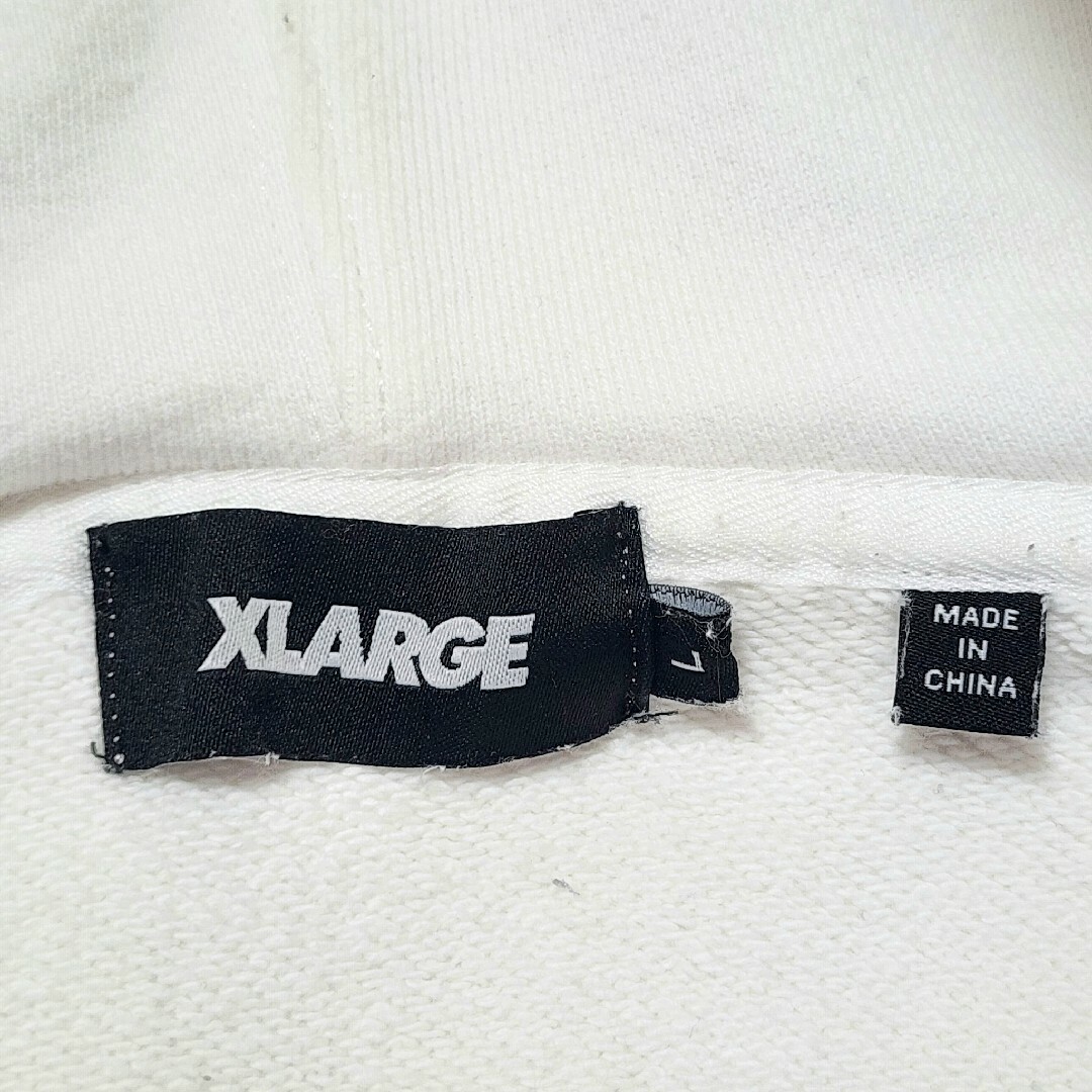 《超希少》XLARGE エクストララージ パーカー ホワイト 刺繍 センターロゴ