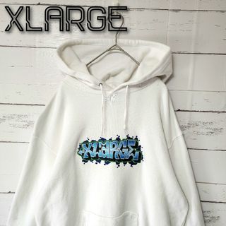 《超希少》XLARGE エクストララージ パーカー ホワイト 刺繍 ...