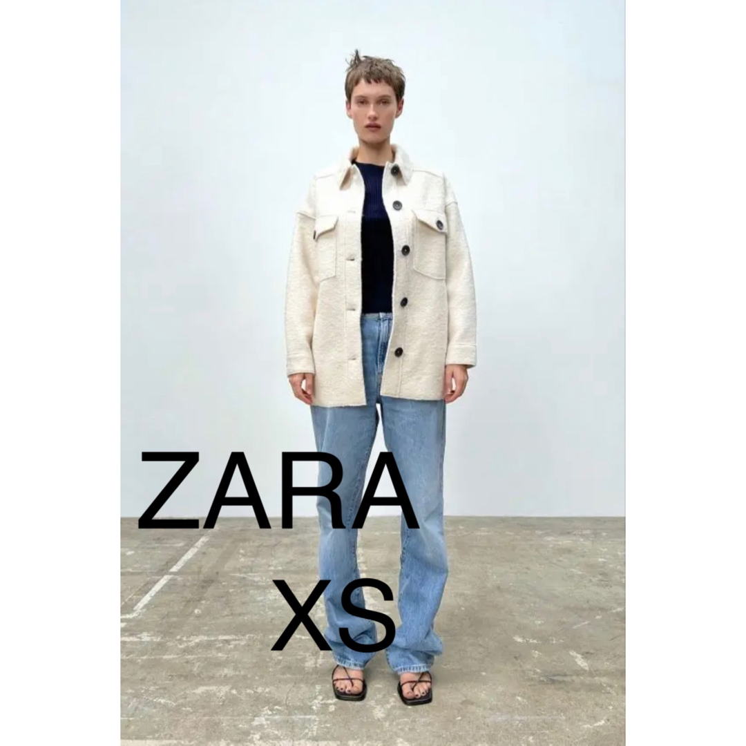 ZARA　完売　シャツジャケット　白　ホワイト　エクリュ　ソフトシャツジャケット