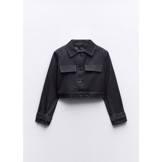 ザラ(ZARA)のZARA クロップド　ジャケット　トップステッチ(Gジャン/デニムジャケット)