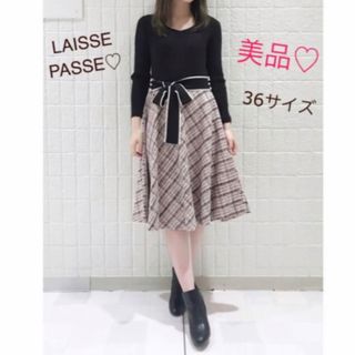 未使用品 LAISSE PASSE  シアーニットオフショルダーワンピース