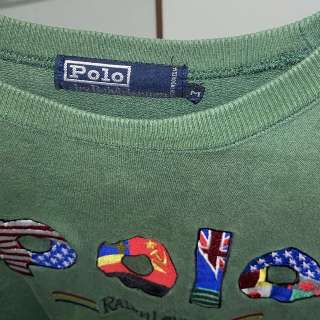 POLO RALPH LAUREN(ポロラルフローレン)の90s ラルフローレン　POLO 国旗ロゴ　刺繍　スウェット メンズのトップス(スウェット)の商品写真