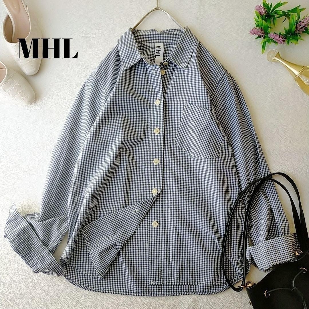 MARGARET HOWELL - MHL. ホワイト&ネイビーチェック 長袖シャツ 綿100 ...
