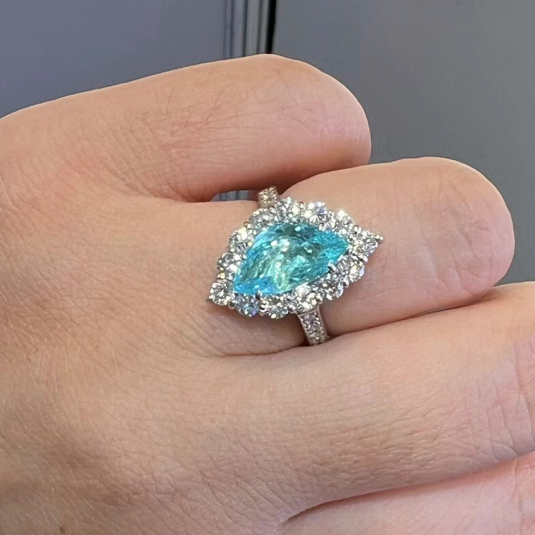 天然パライバトルマリン ダイヤ リング 2.64ct pt900 rの通販 by Rui