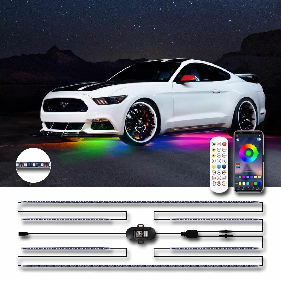 MOREFULLS LED アンダーライト テープライト 車 RGB 6本セット