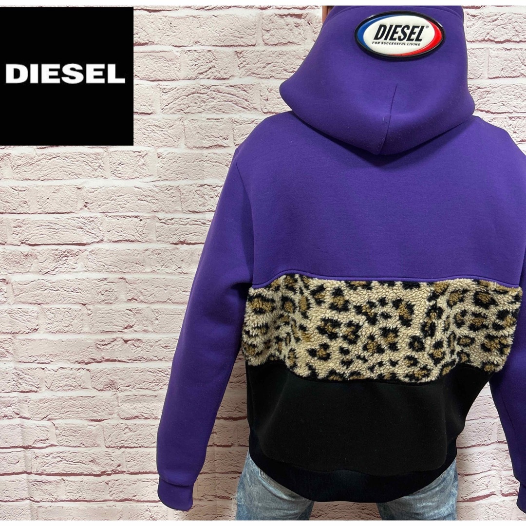 【☆希少デザイン☆】DIESEL ディーゼル パーカー XL 紫 豹柄 超激レア