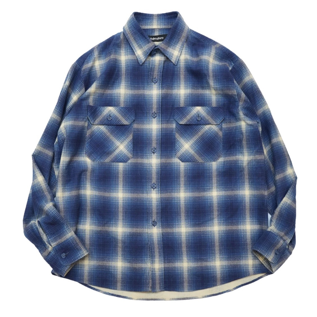 subculture  OMBRE CHECK SHIRT / BLUEメンズ