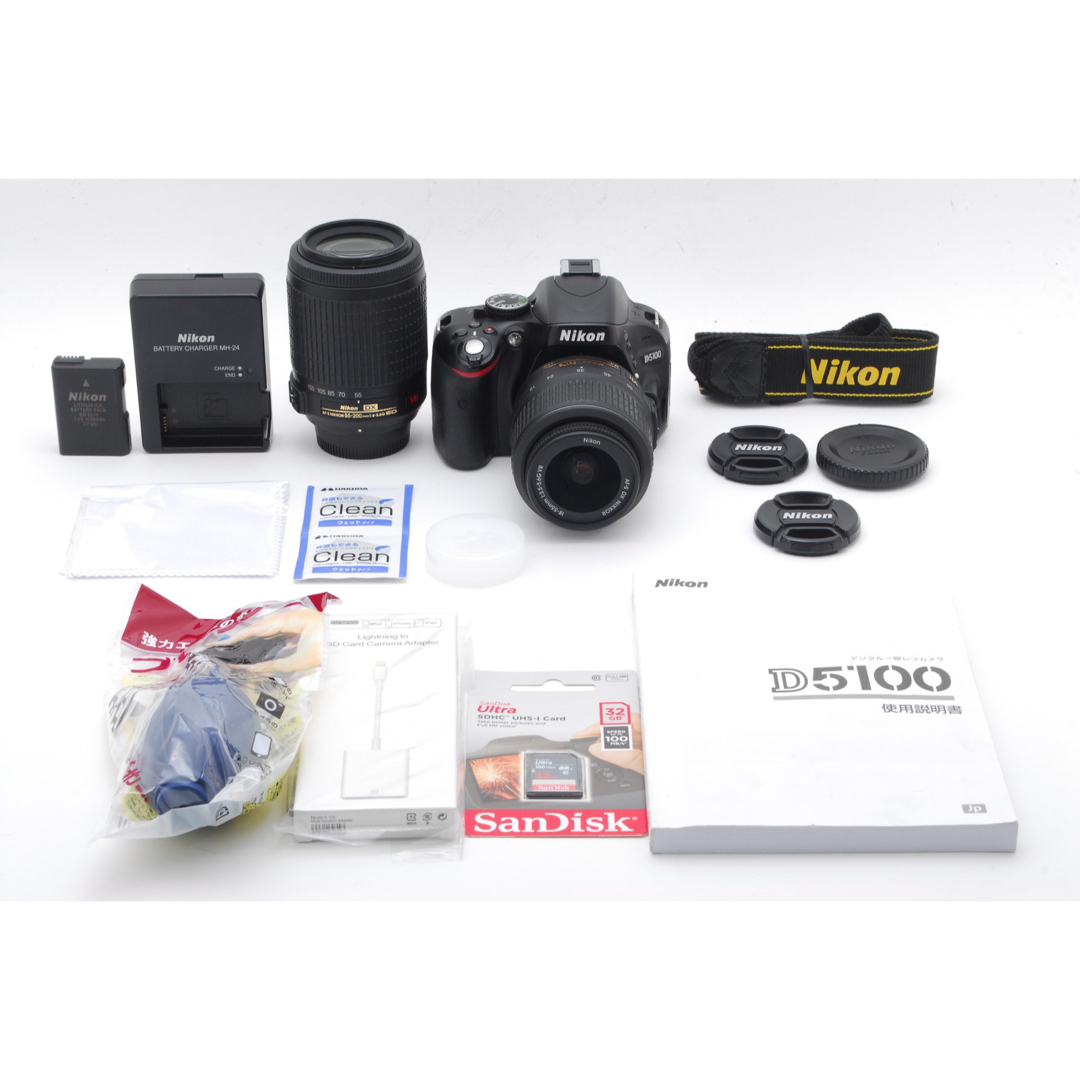 コンディション◎、付属品充実、ダブルレンズの大満足一品❤️Nikon D5100