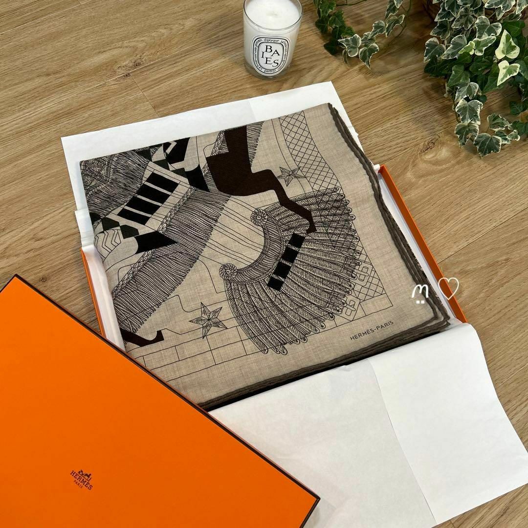 良品】HERMES エルメス カレ 140 ジェアン シフォン カシシル-