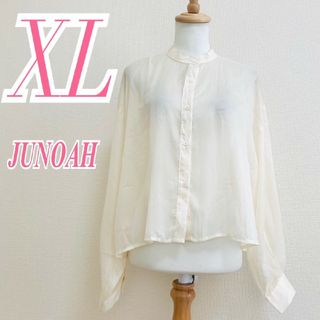 ジュノア(JUNOAH)のJUNOAH ジュノア　長袖シャツ　ホワイト　XL　シアー　ポリ100%(シャツ/ブラウス(長袖/七分))