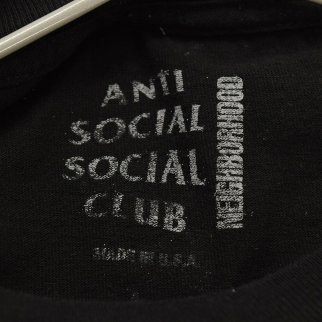 ANTI SOCIAL SOCIAL CLUB アンチソーシャルソーシャルクラブ ×NEIGHBORHOOD×ネイバーフッド フロントロゴプリント  コットン半袖Tシャツ カットソー 181GEASN-STM02S ブラック