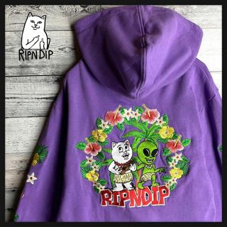 リップンディップ(RIPNDIP)の【オール刺繍デザイン】リップンディップ☆ 総柄 バック刺繍ロゴ　パーカー(パーカー)