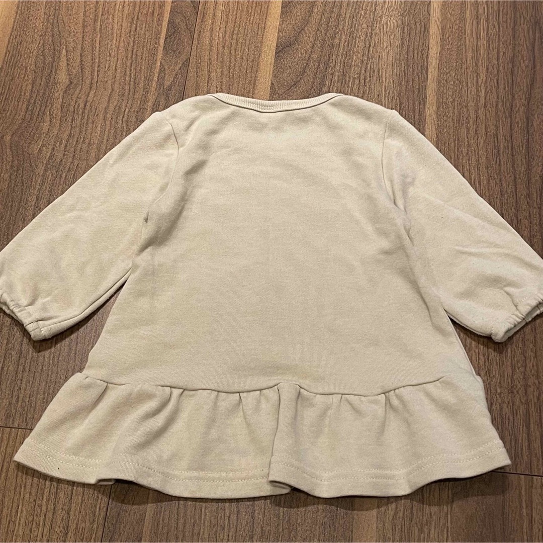 女の子 長袖トップス 2点セット ペプラム チュニック フリル キッズ/ベビー/マタニティのベビー服(~85cm)(トレーナー)の商品写真