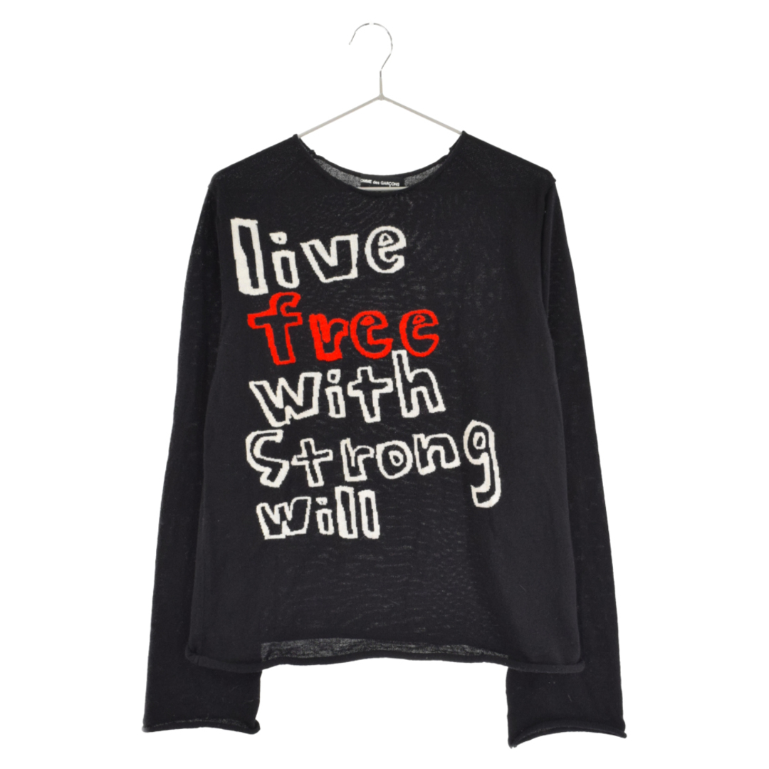 COMME des GARCONS コムデギャルソン 10AW LIVE FREE WITH STRONG WILL メッセージジャガードニットセーター ブラック PF-N030