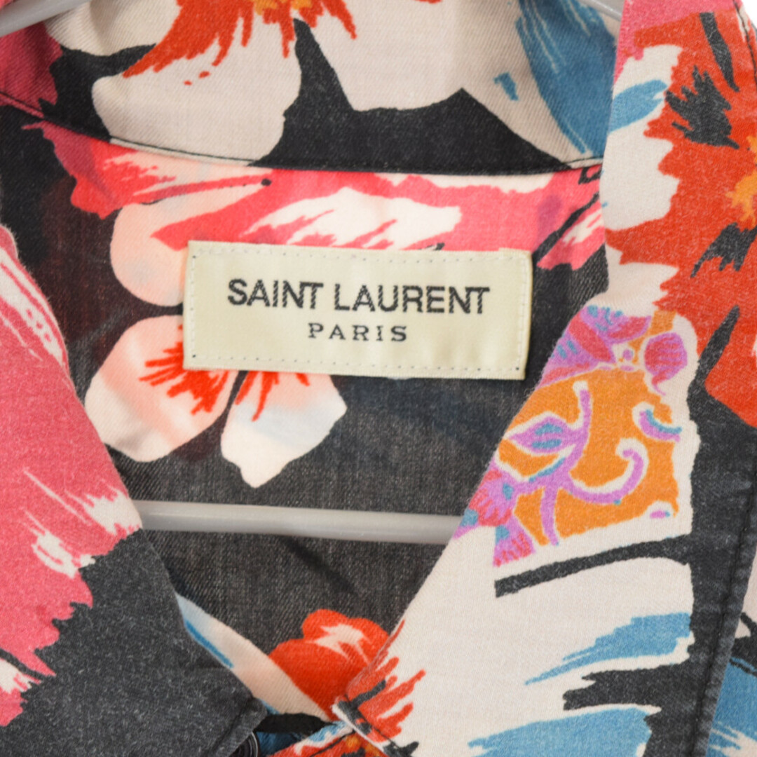 SAINT LAURENT PARIS サンローランパリ 21SS ハワイアンプリント総柄開襟半袖シャツ ブラック 638555 Y01FB