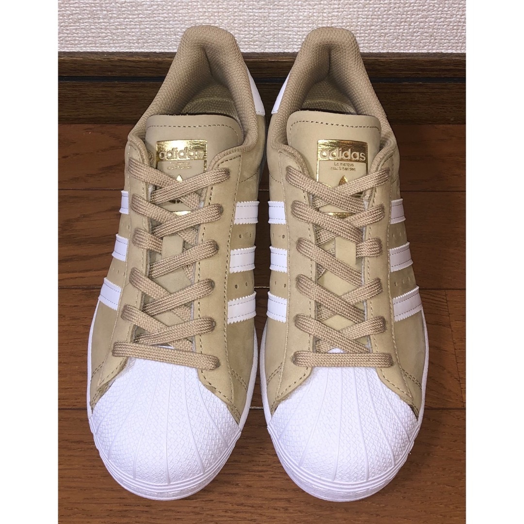 23.5cm 美品 adidas SUPER STAR ヌバック ベージュ 金