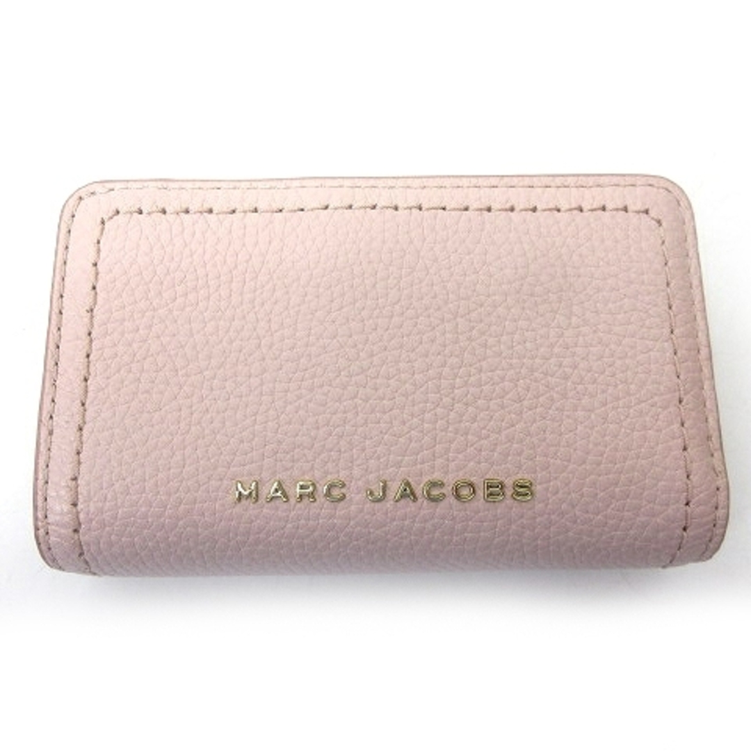 マークジェイコブス MARC JACOBS 美品 二つ折り財布 シボ革 ピンク-