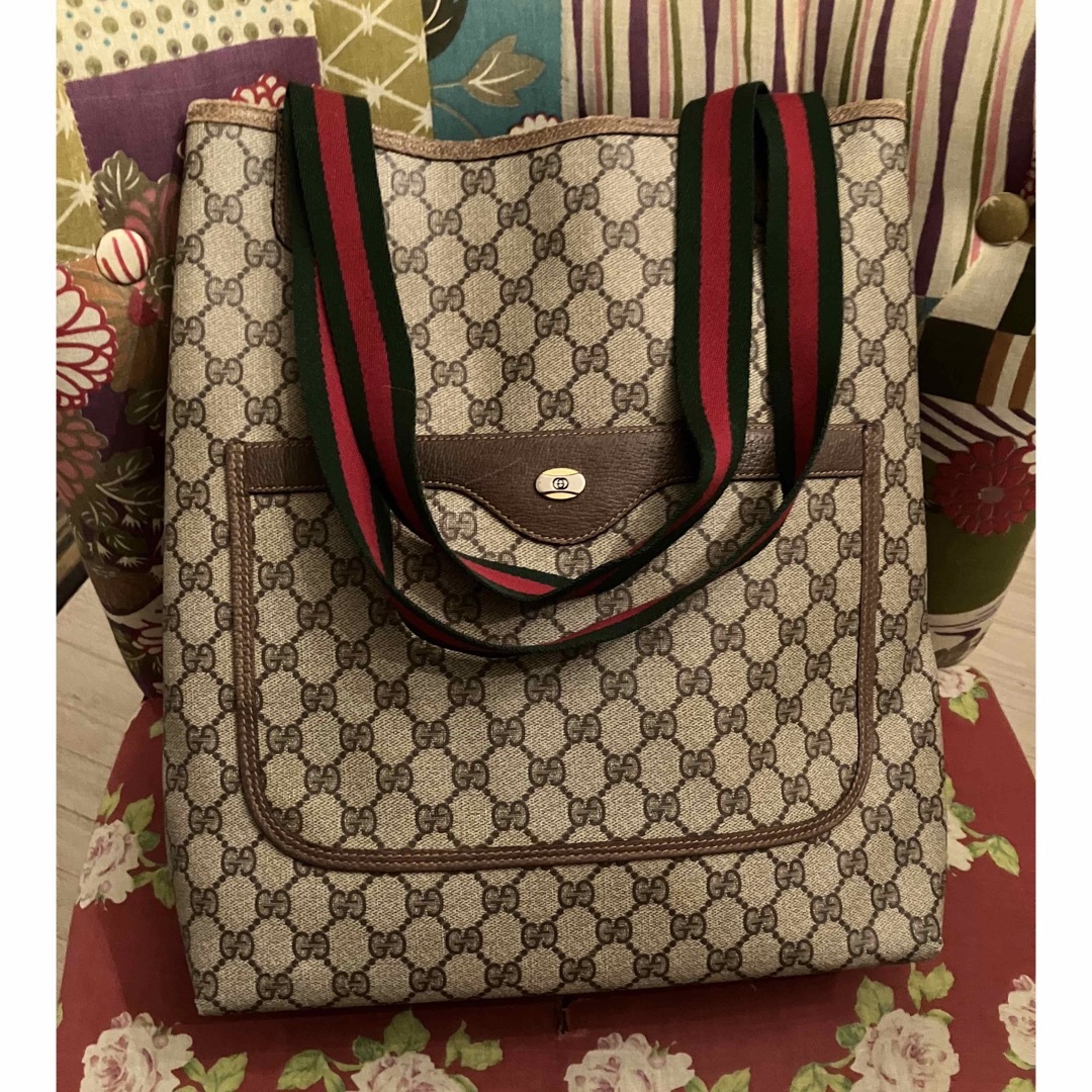 GUCCI オールドグッチ GG柄 レザー ショルダーバッグ クラッチバッグ-