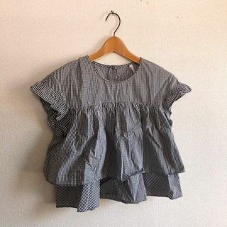 ザラ(ZARA)のZARA♡ギンガムチェックフリルブラウス♡コットン100%♡M♡秋コーデ♡ザラ♡(シャツ/ブラウス(半袖/袖なし))