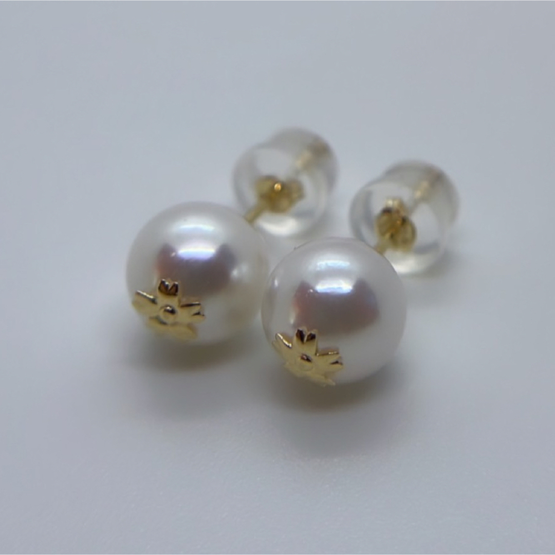 あこや真珠 7.5mm 18金 ピアス サクラ - ピアス