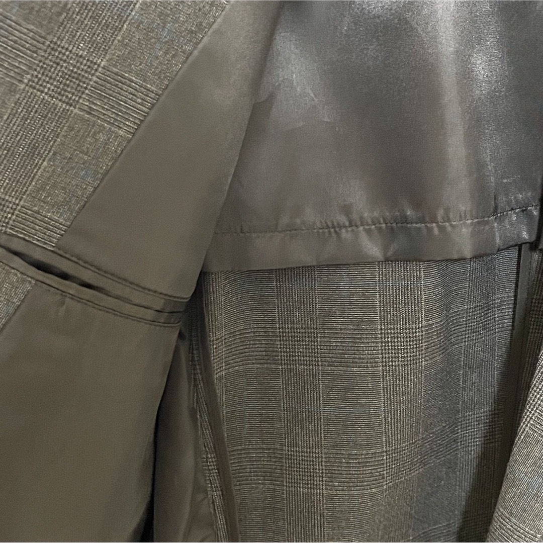 GU(ジーユー)のGU メンズジャケット　チェック　Mサイズ　グレー×ブルー　美品 メンズのジャケット/アウター(テーラードジャケット)の商品写真