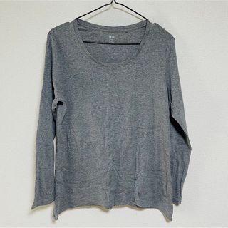 ユニクロ(UNIQLO)のユニクロ　スピーマコットン　長袖　カットソー　Tシャツ　グレー　XXL (Tシャツ(長袖/七分))