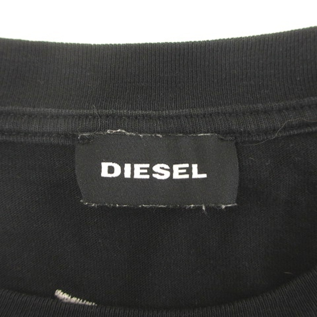 DIESEL Tシャツ 刺繍 切り替え ブラック