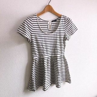 イング(INGNI)のINGNI♡ボーダーペプラムトップス♡チュニック♡シンプルコーデ♡美品♡イング♡(カットソー(半袖/袖なし))