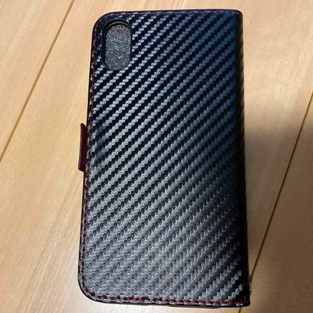 【新品•未使用】iPhone XR手帳型 ケース カーボン調素材ブラック 黒 スマホ/家電/カメラのスマホアクセサリー(iPhoneケース)の商品写真