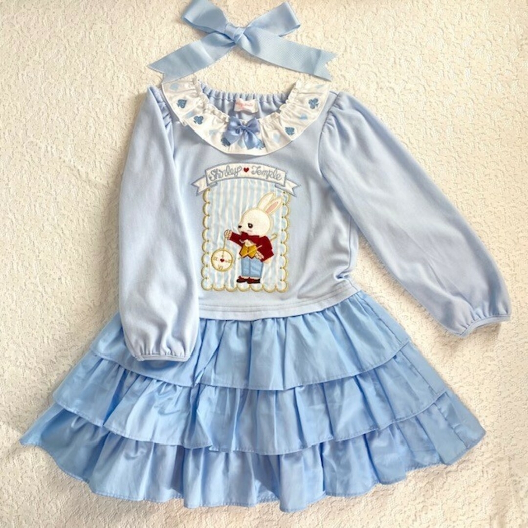 Shirley Temple - 新品シャーリーテンプル130 アリスうさぎアップリケワンピース