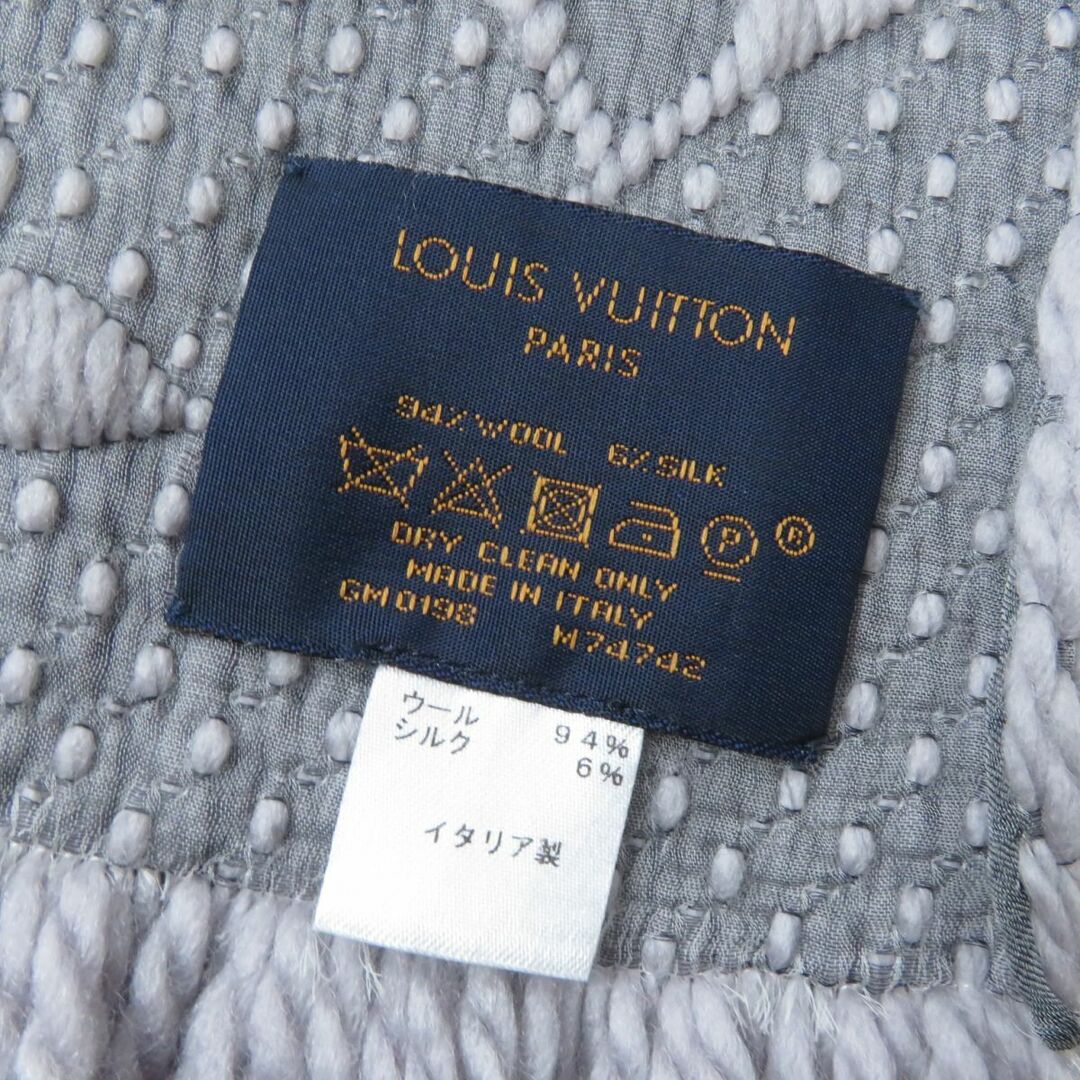 良品★正規品 LOUIS VUITTON ルイヴィトン M74742 エシャルプ ロゴマニア モノグラム シルク混 ニットマフラー グリペルル イタリア製 6